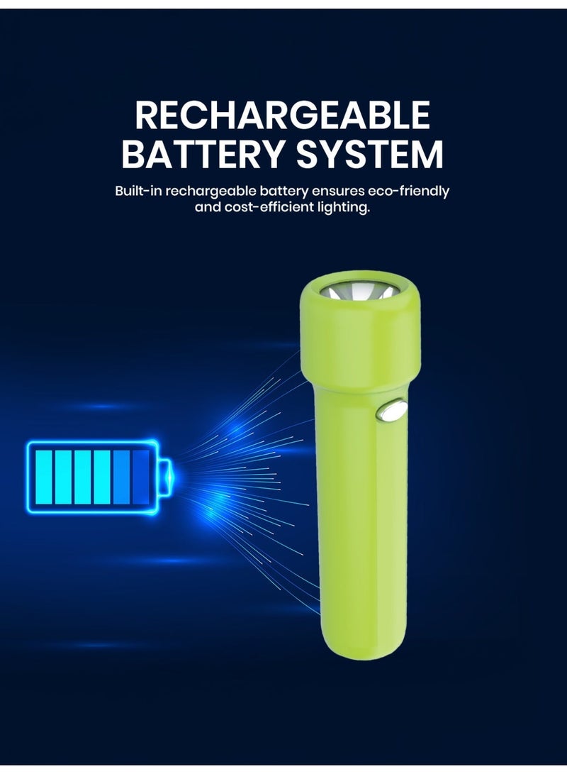 Ogera Pocket-Size Rechargeable LED Flashlight | Lightweight 1W High-Brightness Torch | Type-C Charging | 1500mAh Lithium Battery | 17-Hour Runtime | Compact Everyday Carry Flashlight for Indoor & Outdoor Use | 2-Year Warranty | OG1151PSL | Blue/Green/Orange - Image 2